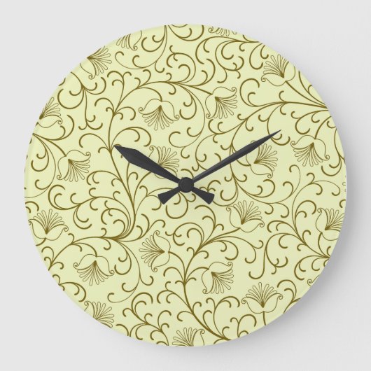 フローラヴィンテージ:美しい背景イラストレーション ラージ壁時計 (正面)