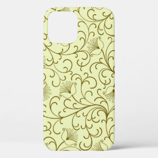 フローラヴィンテージ:美しい背景イラストレーション iPhone 12ケース