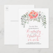 フローラヴィンテージBohoリース日付の保存 案内ポストカード (正面/裏面)