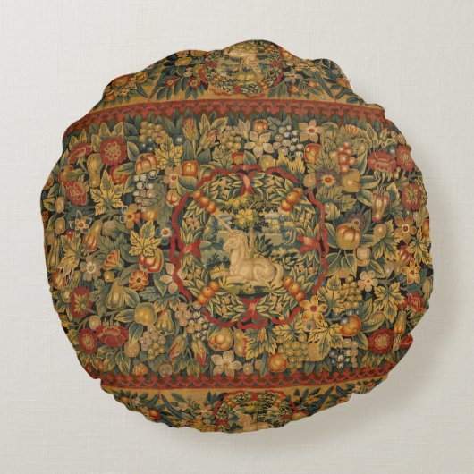 フローラ一角模様 ラウンドクッション (裏面)