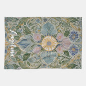 フローラ万華鏡のように千変万化するパターン パーソナライズされた キッチンタオル (横)