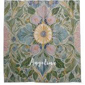 フローラ万華鏡のように千変万化するパターン パーソナライズされた シャワーカーテン (正面)