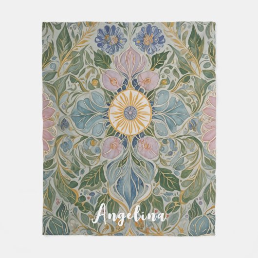 フローラ万華鏡のように千変万化するパターン パーソナライズされた フリースブランケット (正面)
