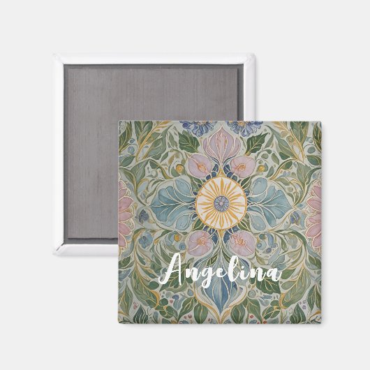 フローラ万華鏡のように千変万化するパターン パーソナライズされた マグネット (正面/裏面)