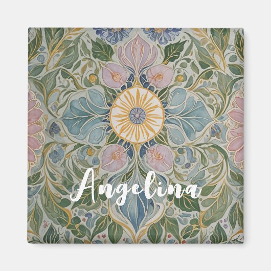 フローラ万華鏡のように千変万化するパターン パーソナライズされた マグネット (正面)