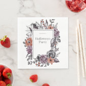 フローラ不気味ハロウィーン誕生日パーティーカード スタンダードランチョンナプキン (インサイチュ)