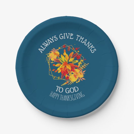 フローラ与え常に感謝していキリスト教の感謝祭 ペーパープレート (正面)