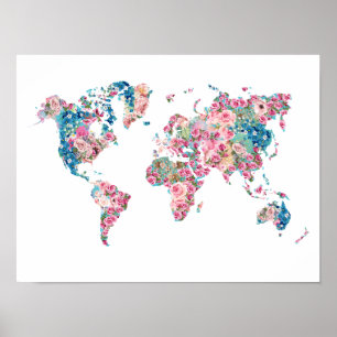 フローラ世界地図 ポスター