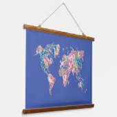 フローラ世界地図 吊り下げ型タペストリー (傾斜あり)