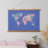 フローラ世界地図 吊り下げ型タペストリー (寝室)