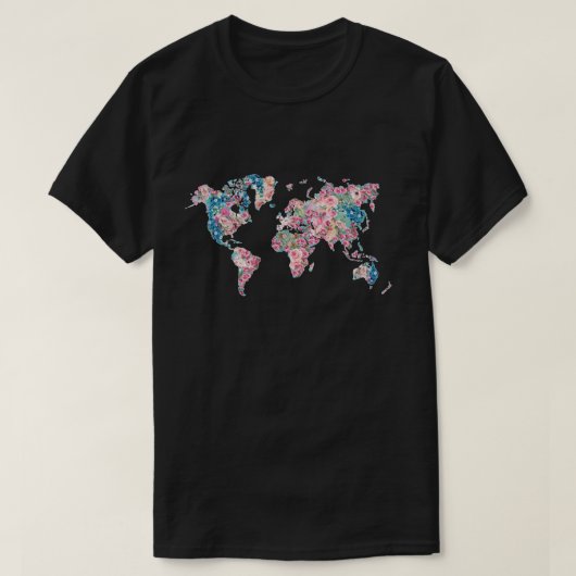フローラ世界地図 Tシャツ (デザイン正面)