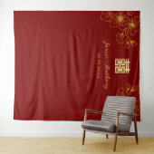 フローラ中国のさくらんぼ結婚の背景 タペストリー (インサイチュ(横))