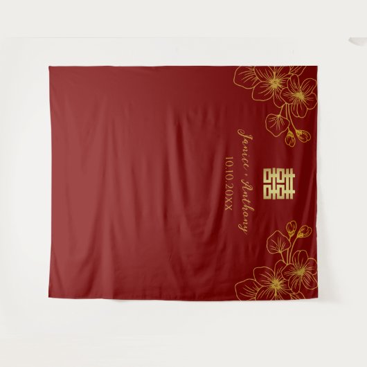 フローラ中国のさくらんぼ結婚の背景 タペストリー (正面(横))