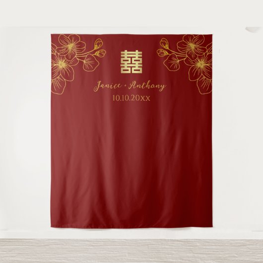 フローラ中国のさくらんぼ結婚の背景 タペストリー (正面)