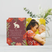 フローラ中国のニューイヤーラビットフォトホリデー シーズンカード (スタンド正面)