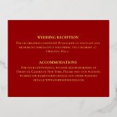 フローラ中国のリース結婚詳細カード 箔招待状ポストカード (裏面)