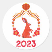 フローラ中国の旧正月 |うさぎの年 ラウンドシール (正面)