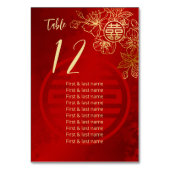 フローラ中国の結婚のゲスト名 テーブルナンバー (裏面)