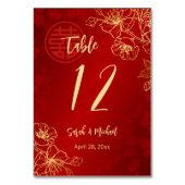 フローラ中国の結婚金ゴールド テーブルナンバー (裏面)