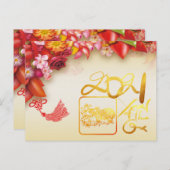 フローラ中国の金ゴールド紙カットOx 2021 HpostC シーズンポストカード (正面/裏面)