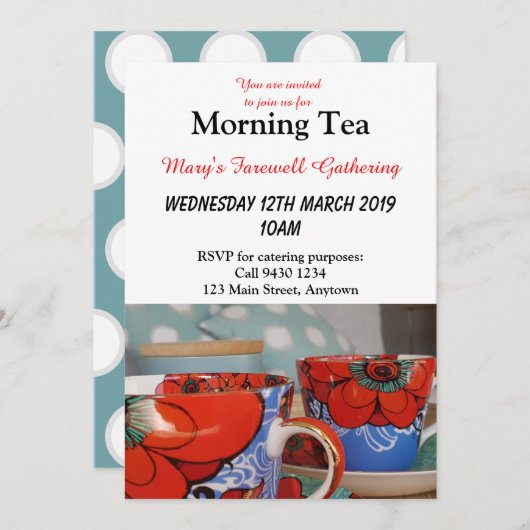 フローラ中国カップモーニングアフターンティーカスタマイズ 招待状 (正面/裏面)