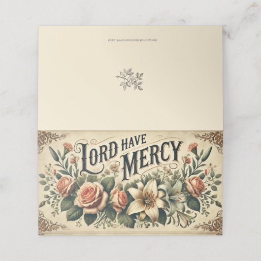 フローラ主は慈悲祈りの言葉聖札を持つ プレイスカード (外部開封)