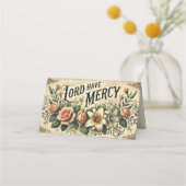 フローラ主は慈悲祈りの言葉聖札を持つ プレイスカード (正面)