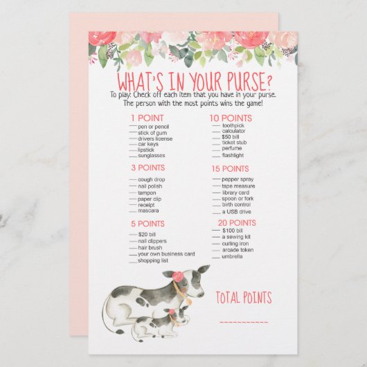 フローラ乳牛のファームあなたの財布ゲームの何 (正面/裏面)