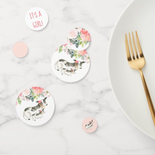 フローラ乳牛の赤ちゃんシャワー紙吹雪装飾 コンフェッティ (グループ)