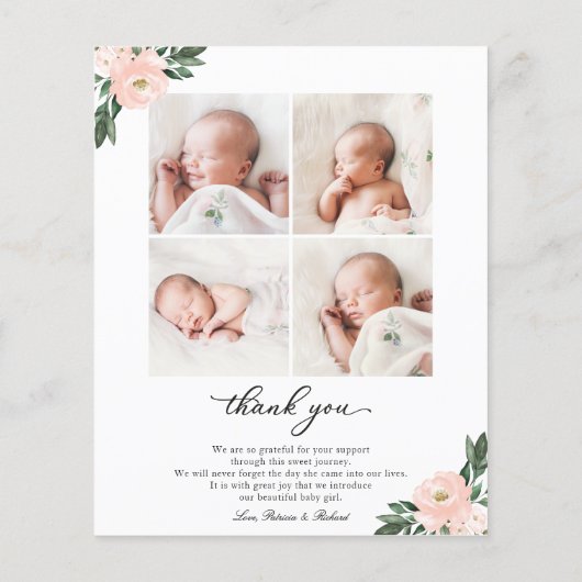 フローラ予算の誕生発表サンキューカード (裏面)