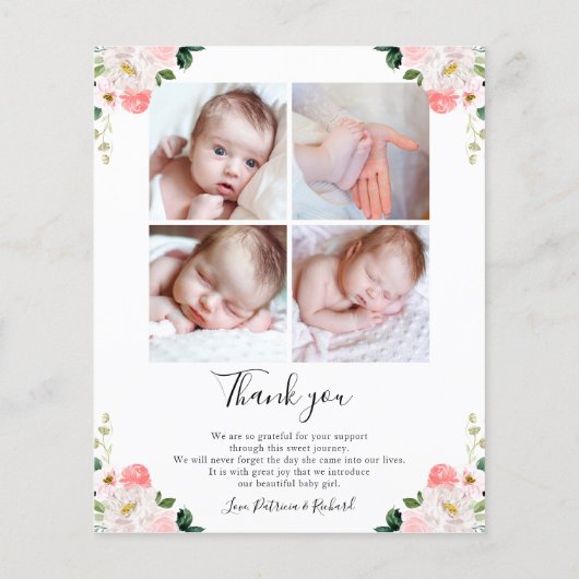 フローラ予算の誕生発表サンキューカード (裏面)