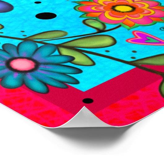 フローラ人気があるティール（緑がかった色）ドリーム大感動的学校 ポスター (角)