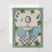 フローラ付きバスルーム縁ど ポストカード (正面/裏面)