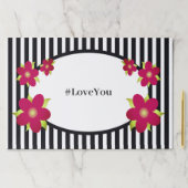 フローラ付き白黒ストライプ模様 ペーパーパッド (インサイチュ)