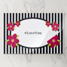 フローラ付き白黒ストライプ模様