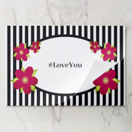 フローラ付き白黒ストライプ模様 ペーパーパッド