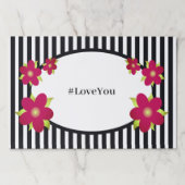 フローラ付き白黒ストライプ模様 ペーパーパッド (正面)