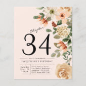 フローラ任意の年の誕生日予算招待状 チラシ (正面)