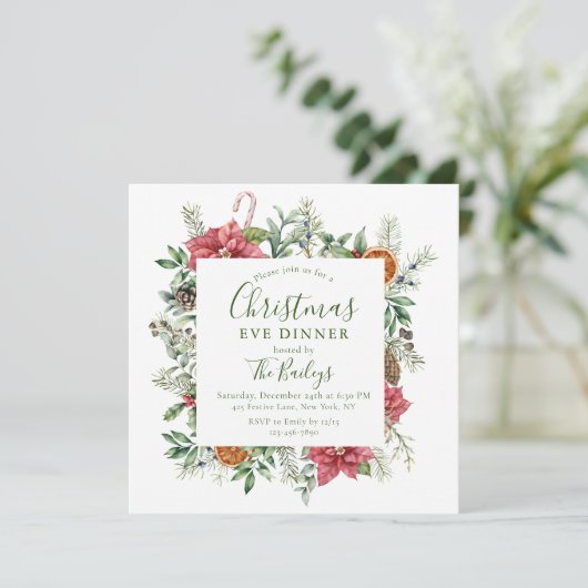 フローラ休日フレーム |クリスマスイブディナー 招待状 (スタンド正面)