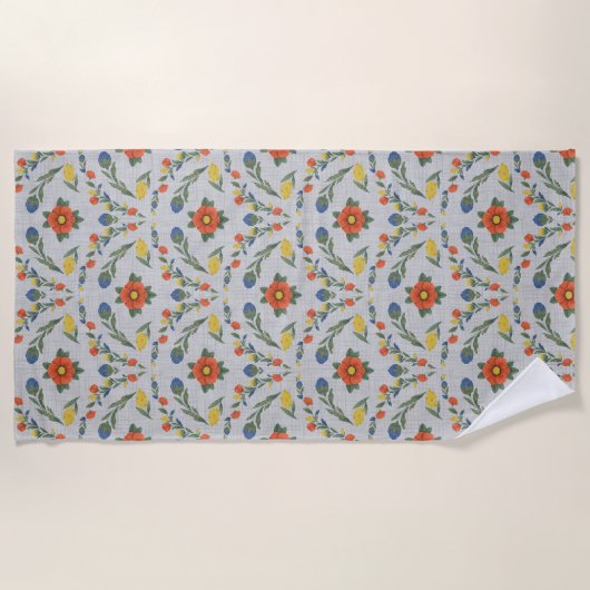 フローラ伝統ビーチ毛布 ビーチタオル (正面)