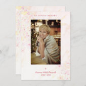 フローラ伝統的とエレガントピンクの写真葬儀 ノートカード (正面/裏面)