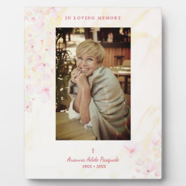 フローラ伝統的とエレガントピンクの写真葬儀 フォトプラーク