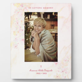 フローラ伝統的とエレガントピンクの写真葬儀 フォトプラーク