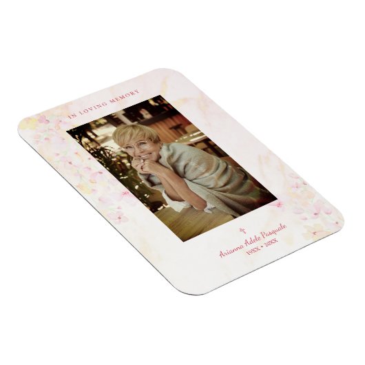 フローラ伝統的とエレガントピンクの写真葬儀 マグネット (右側)
