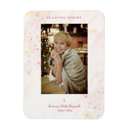 フローラ伝統的とエレガントピンクの写真葬儀 マグネット