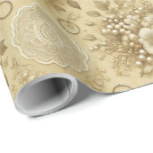 フローラ伝統的真珠とレース結婚ズ ラッピングペーパー (ロールコーナー)
