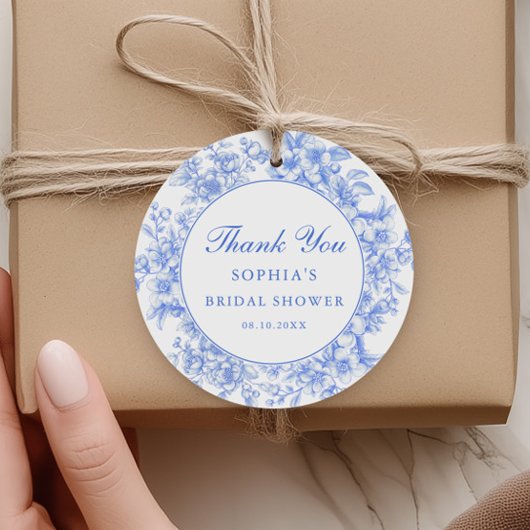 フローラ何かブルーブライダルシャワーありがとう フェイバータグ