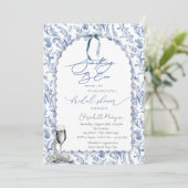 フローラ何かブルーボウガラス真珠 招待状 (スタンド正面)