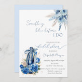 フローラ何かブルーボウワインボトルバラ 招待状 (正面/裏面)