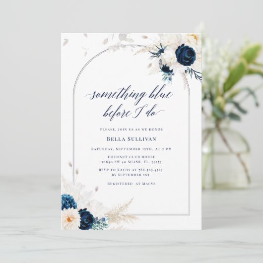 フローラ何か青いブライダルシャワー 招待状 (スタンド正面)